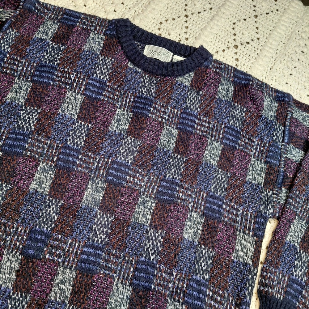 Method Sweater‎ Mens XL Multicolor Geometric Bill Cosby Grandpa Knit Pullover